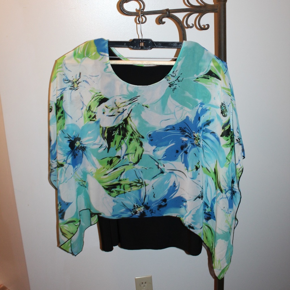 Cato's Poncho Style Overlay with Black undershirt